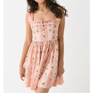 NWT Agua By Agua Bendita Joyeria Platino Mini Jewel-Embellished Dress Pink Large